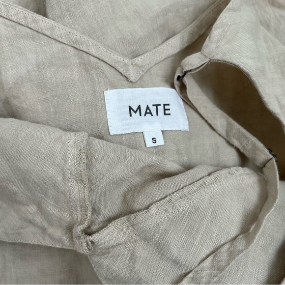 FLAW NWOT mate the label midi Linen slip dress natural side slits small womens - Picture 7 of 11